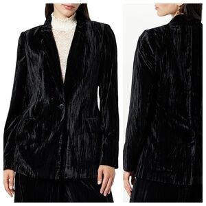 NWT Black Crushed Velvet Long Blazer "Blake" from The Drop, Size S/M
